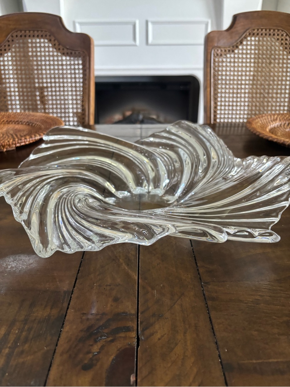 Vintage retro Mcm swirl wave glass bowl